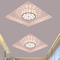 Modern Minimalist Drum Shape Hardware Crystal LED Flush Mount Ceiling Light For Hallway