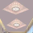 Modern Minimalist Drum Shape Hardware Crystal LED Flush Mount Ceiling Light For Hallway