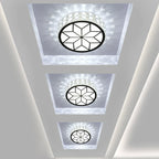 Modern Minimalist Drum Shape Hardware Crystal LED Flush Mount Ceiling Light For Hallway