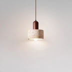 Contemporary Retro Round Travertine Texture Wood 1-light Pendant Light for Dining Room