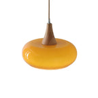 Contemporary Nordic Cream Persimmon Wood Glass 1-light Pendant Light for Dining Room Lumendat