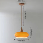 Contemporary Nordic Cream Persimmon Wood Glass 1-light Pendant Light for Dining Room Lumendat