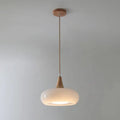 Contemporary Nordic Cream Persimmon Wood Glass 1-light Pendant Light for Dining Room Lumendat