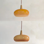 Contemporary Nordic Cream Persimmon Wood Glass 1-light Pendant Light for Dining Room Lumendat