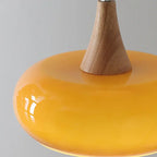 Contemporary Nordic Cream Persimmon Wood Glass 1-light Pendant Light for Dining Room Lumendat