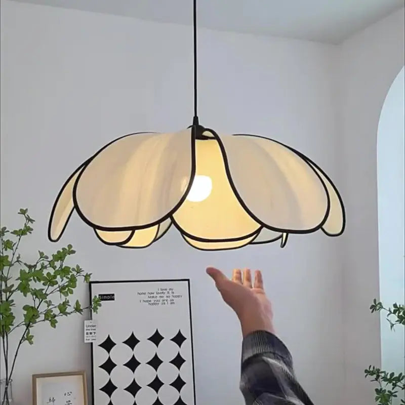 Contemporary Nordic Petals Iron Plant Fiber 1-light Pendant Light for Dining Room BulbSquare