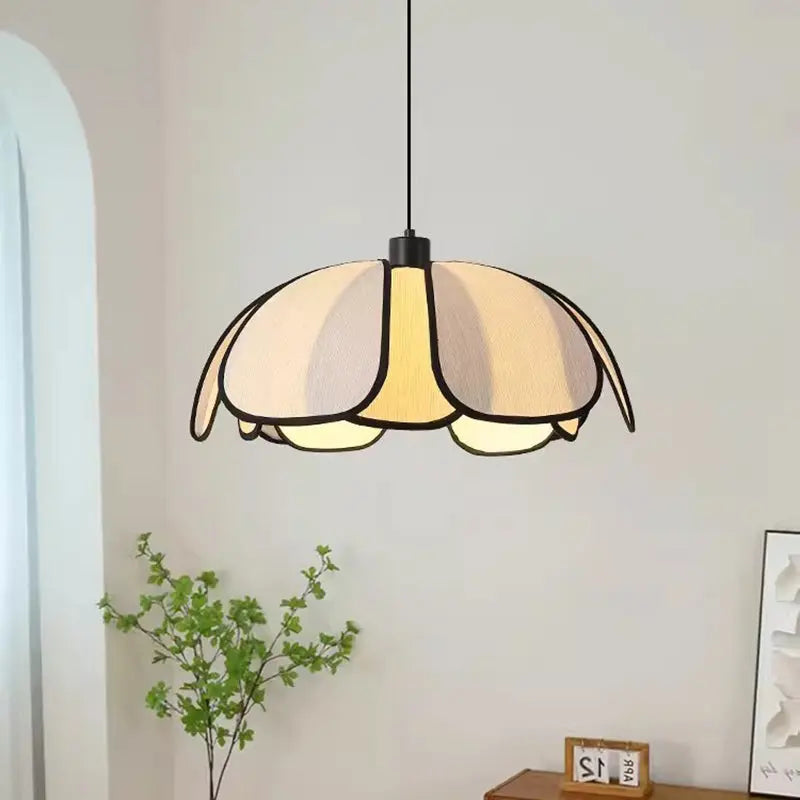 Contemporary Nordic Petals Iron Plant Fiber 1-light Pendant Light for Dining Room BulbSquare