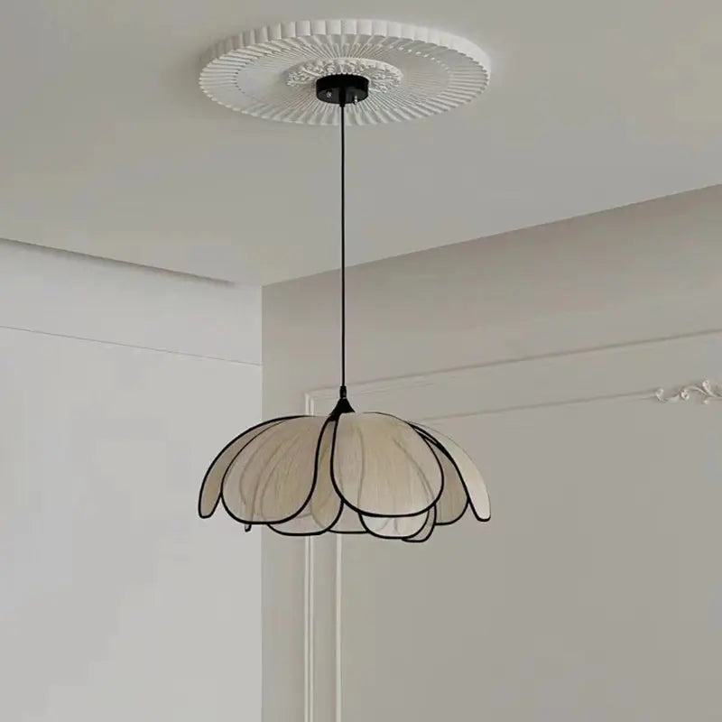 Contemporary Nordic Petals Iron Plant Fiber 1-light Pendant Light for Dining Room BulbSquare