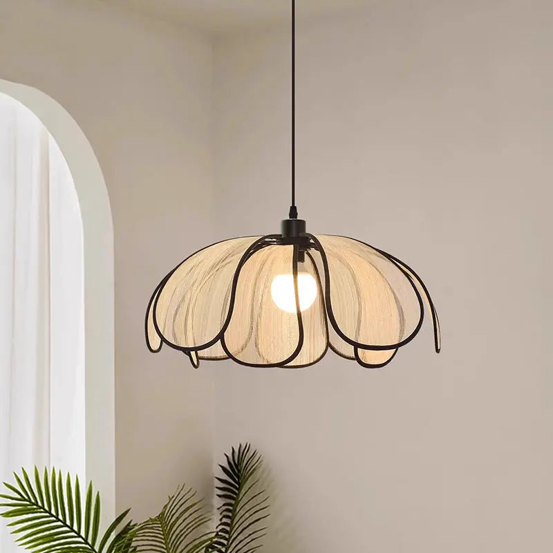 Contemporary Nordic Petals Iron Plant Fiber 1-light Pendant Light for Dining Room BulbSquare