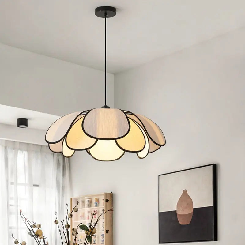 Contemporary Nordic Petals Iron Plant Fiber 1-light Pendant Light for Dining Room BulbSquare