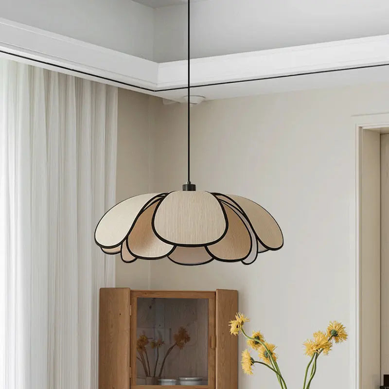 Contemporary Nordic Petals Iron Plant Fiber 1-light Pendant Light for Dining Room BulbSquare