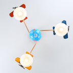 Lumendat Contemporary Creative Kids Global Airplane Hardware Glass 3-Light Chandelier For Bedroom Lumendat