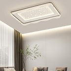 Contemporary Nordic Cream Round Square Rectangular Sky Pattern Iron Aluminum Acrylic LED Flush Mount Ceiling Light For Bedroom