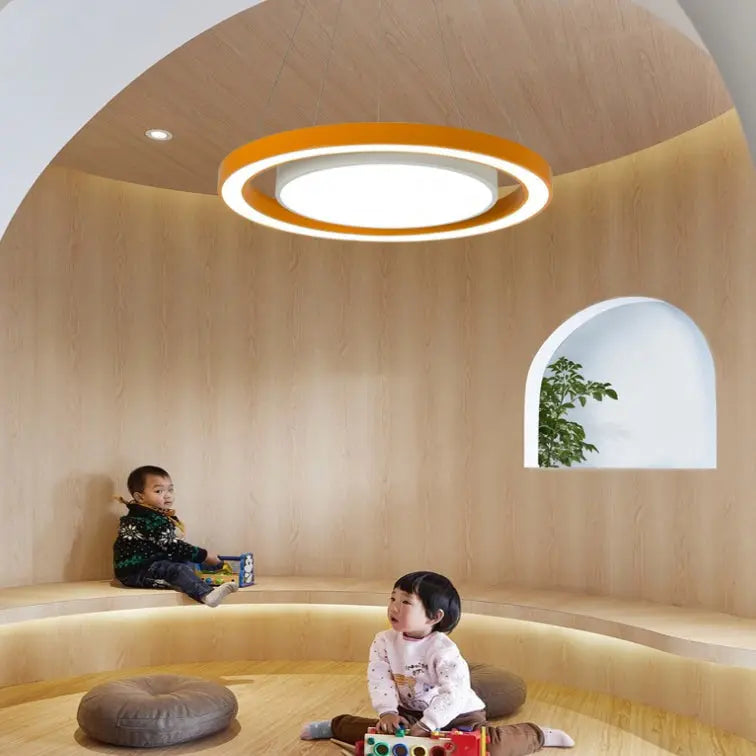 Modern Minimalist Round Iron Aluminum Acrylic LED Island Light Chandelier for Bedside BulbSquare