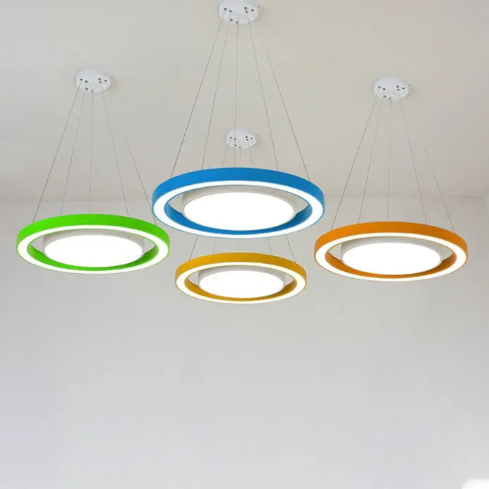 Modern Minimalist Round Iron Aluminum Acrylic LED Island Light Chandelier for Bedside BulbSquare