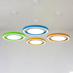Modern Minimalist Round Iron Aluminum Acrylic LED Island Light Chandelier for Bedside BulbSquare