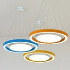 Modern Minimalist Round Iron Aluminum Acrylic LED Island Light Chandelier for Bedside BulbSquare