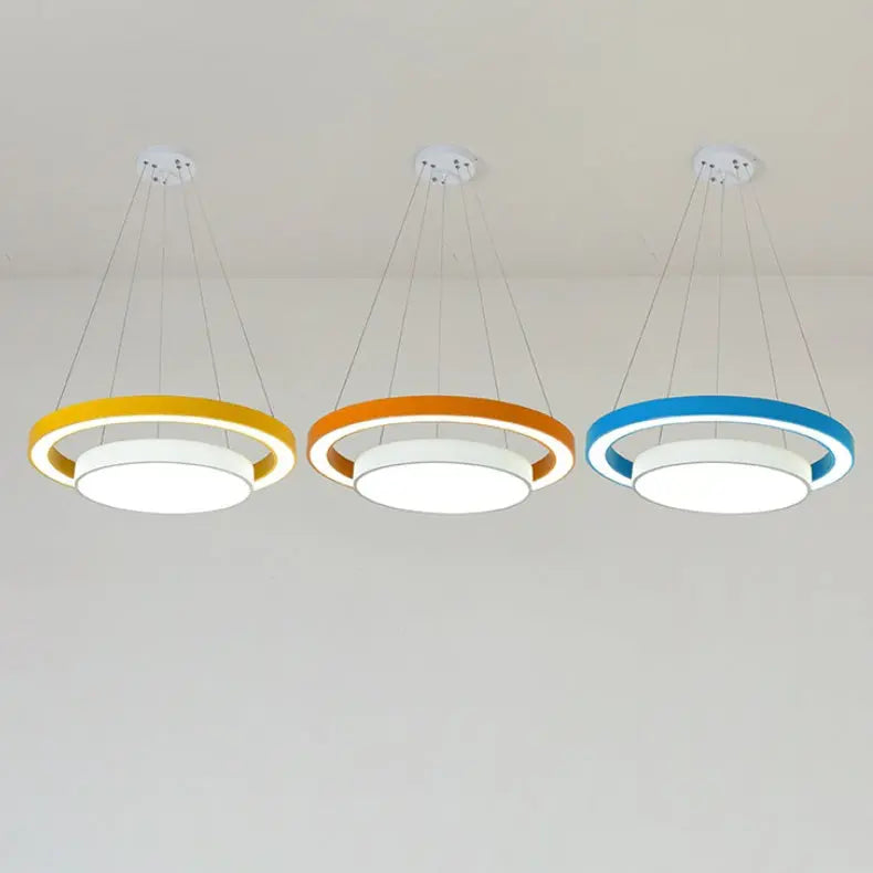Modern Minimalist Round Iron Aluminum Acrylic LED Island Light Chandelier for Bedside BulbSquare