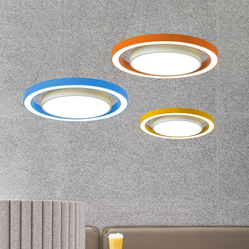 Modern Minimalist Round Iron Aluminum Acrylic LED Island Light Chandelier for Bedside BulbSquare
