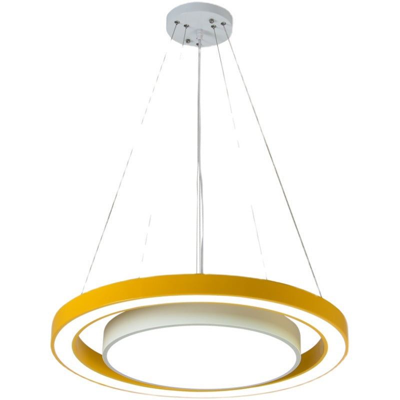 Modern Minimalist Round Iron Aluminum Acrylic LED Island Light Chandelier for Bedside