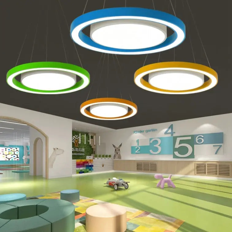 Modern Minimalist Round Iron Aluminum Acrylic LED Island Light Chandelier for Bedside BulbSquare