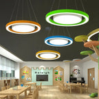 Modern Minimalist Round Iron Aluminum Acrylic LED Island Light Chandelier for Bedside BulbSquare