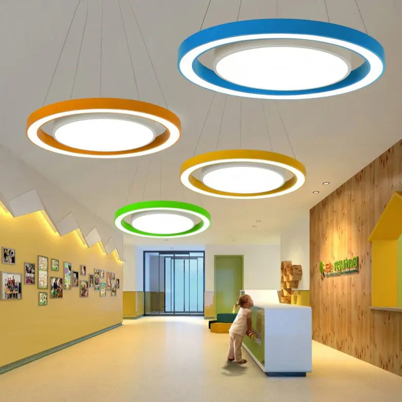 Modern Minimalist Round Iron Aluminum Acrylic LED Island Light Chandelier for Bedside BulbSquare