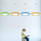 Modern Minimalist Round Iron Aluminum Acrylic LED Island Light Chandelier for Bedside BulbSquare