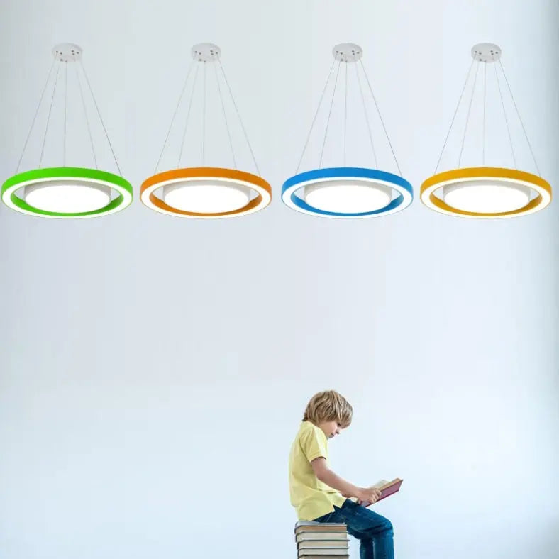 Modern Minimalist Round Iron Aluminum Acrylic LED Island Light Chandelier for Bedside BulbSquare