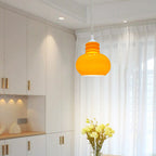 Contemporary Nordic Retractable Orange Glass 1-Light Pendant Light For Living Room