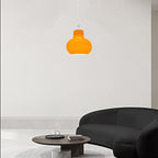 Contemporary Nordic Retractable Orange Glass 1-Light Pendant Light For Living Room