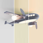 Contemporary Creative Kids Cartoon Airplane Iron Aluminum Acrylic LED Flush Mount Ceiling Light For Bedroom
