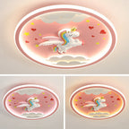 Contemporary Creative Kids Cartoon Airplane Unicorn Iron Acrylic Resin LED Flush Mount Ceiling Light For Bedroom Lumendat