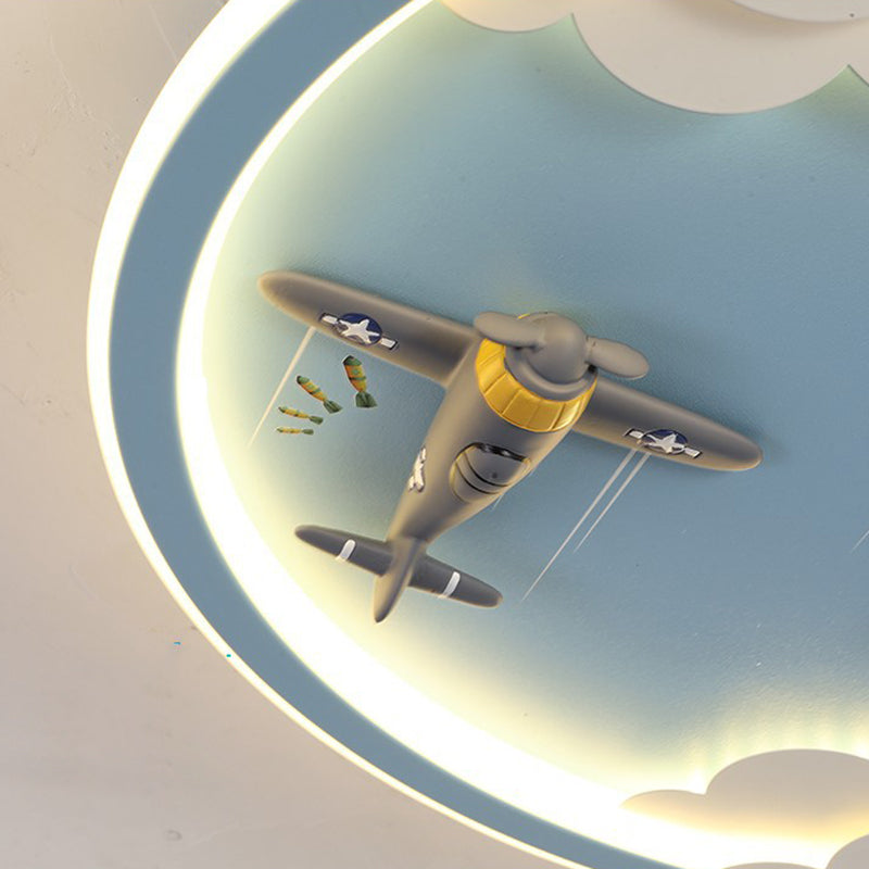 Contemporary Creative Kids Cartoon Airplane Unicorn Iron Acrylic Resin LED Flush Mount Ceiling Light For Bedroom Lumendat