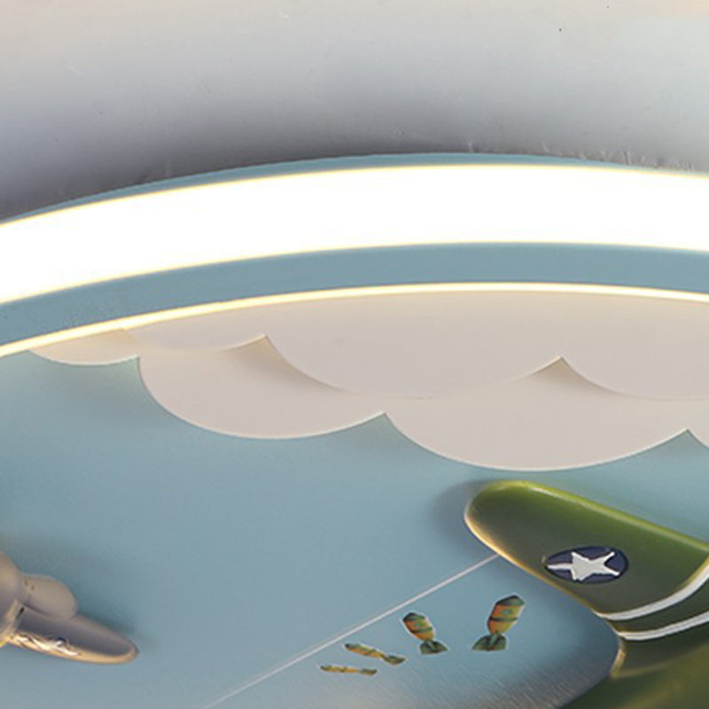 Contemporary Creative Kids Cartoon Airplane Unicorn Iron Acrylic Resin LED Flush Mount Ceiling Light For Bedroom Lumendat
