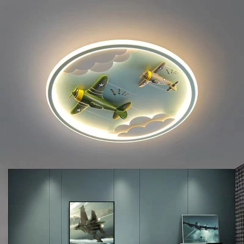 Contemporary Creative Kids Cartoon Airplane Unicorn Iron Acrylic Resin LED Flush Mount Ceiling Light For Bedroom Lumendat
