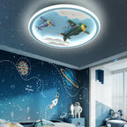 Contemporary Creative Kids Cartoon Airplane Unicorn Iron Acrylic Resin LED Flush Mount Ceiling Light For Bedroom Lumendat