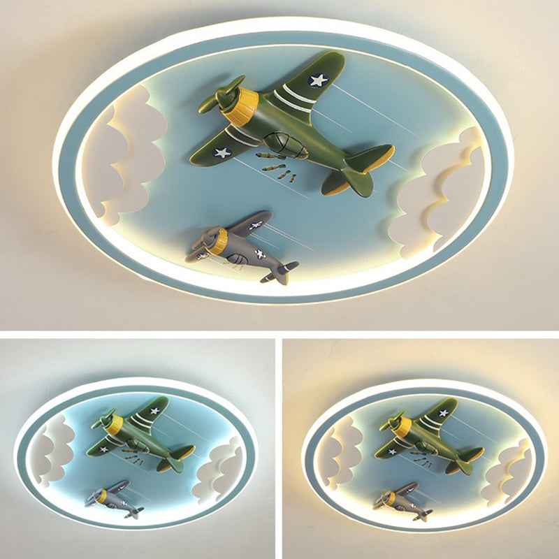 Contemporary Creative Kids Cartoon Airplane Unicorn Iron Acrylic Resin LED Flush Mount Ceiling Light For Bedroom Lumendat