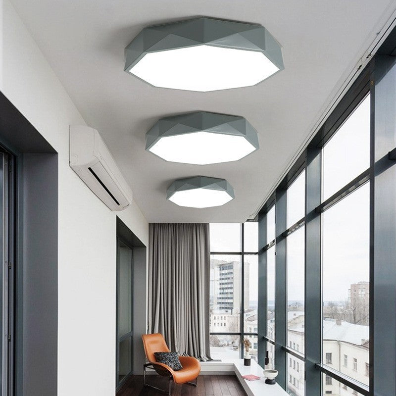 Modern Minimalist Geometric Round Shape Iron Acrylic LED Flush Mount Ceiling Light For Living Room