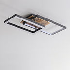 Contemporary Creative Combination Square Rectangular Wood Grain Aluminum Acrylic LED Semi-Flush Mount Ceiling Light For Living Room