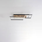 Contemporary Creative Combination Square Rectangular Wood Grain Aluminum Acrylic LED Semi-Flush Mount Ceiling Light For Living Room