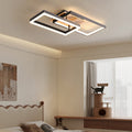 Contemporary Creative Combination Square Rectangular Wood Grain Aluminum Acrylic LED Semi-Flush Mount Ceiling Light For Living Room