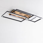 Contemporary Creative Combination Square Rectangular Wood Grain Aluminum Acrylic LED Semi-Flush Mount Ceiling Light For Living Room