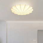 Traditional Japanese Dome Floral Artificial Silk Hardware 1/3-Light Semi-Flush Mount Ceiling Light For Living Room