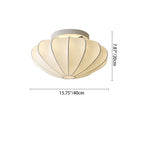 Traditional Japanese Dome Floral Artificial Silk Hardware 1/3-Light Semi-Flush Mount Ceiling Light For Living Room