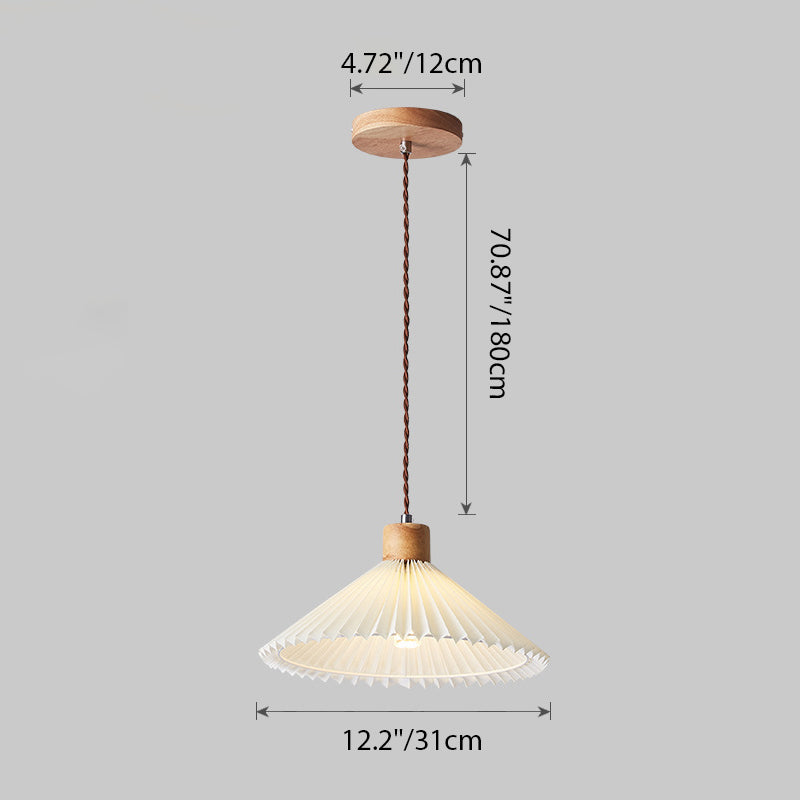 Contemporary Nordic Round Pleated Skirt Shape Fabric Iron 1-light Pendant Light for Living Room