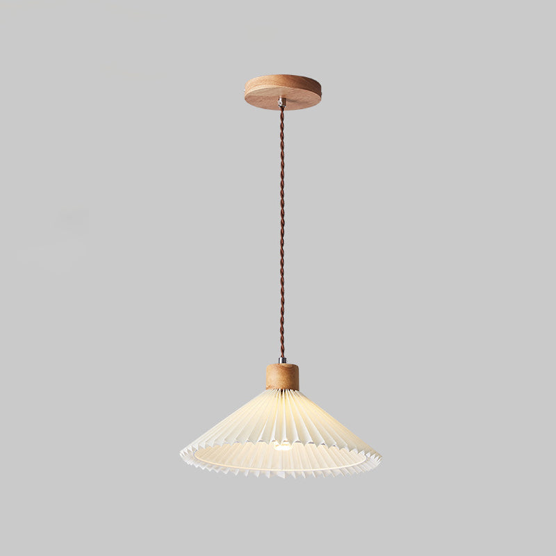 Contemporary Nordic Round Pleated Skirt Shape Fabric Iron 1-light Pendant Light for Living Room