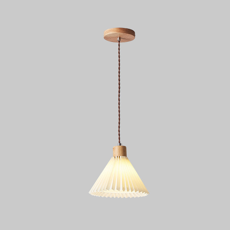 Contemporary Nordic Round Pleated Skirt Shape Fabric Iron 1-light Pendant Light for Living Room
