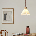 Contemporary Nordic Round Pleated Skirt Shape Fabric Iron 1-light Pendant Light for Living Room BulbSquare