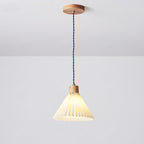 Contemporary Nordic Round Pleated Skirt Shape Fabric Iron 1-light Pendant Light for Living Room BulbSquare